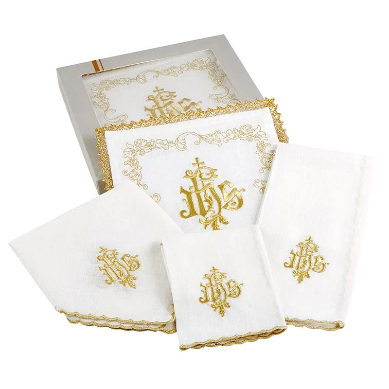 Gold and White IHS Altar Linen Gift Set