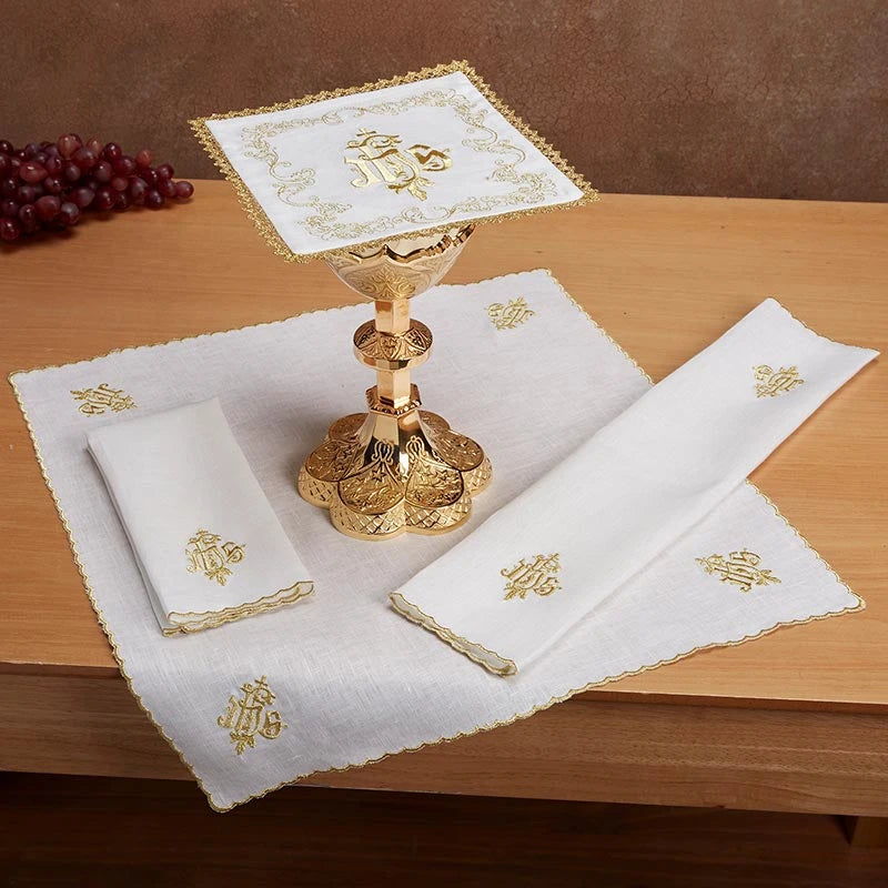 Gold and White IHS Altar Linen Gift Set