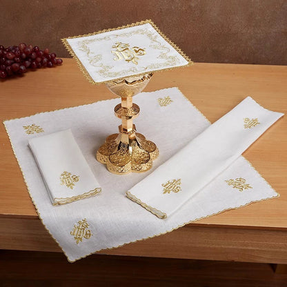 Gold and White IHS Altar Linen Gift Set