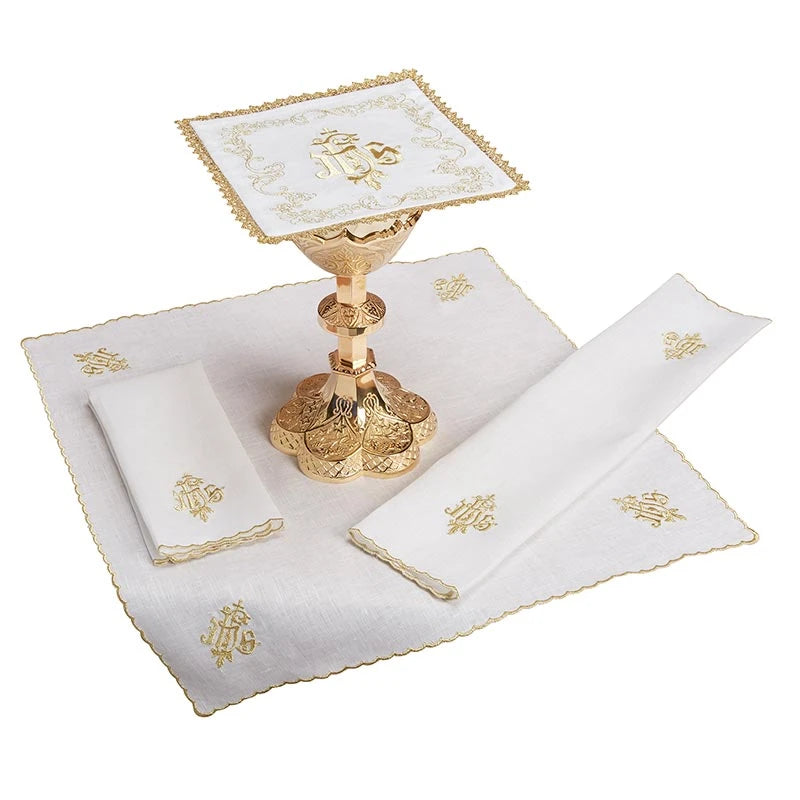 Gold and White IHS Altar Linen Gift Set