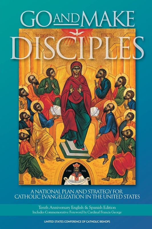 Book cover of 'Go and Make Disciples' with religious illustration on a blue background