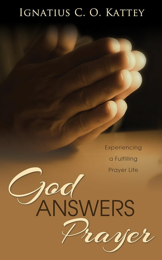 Book cover of 'God Answers Prayer' with praying hands and text.