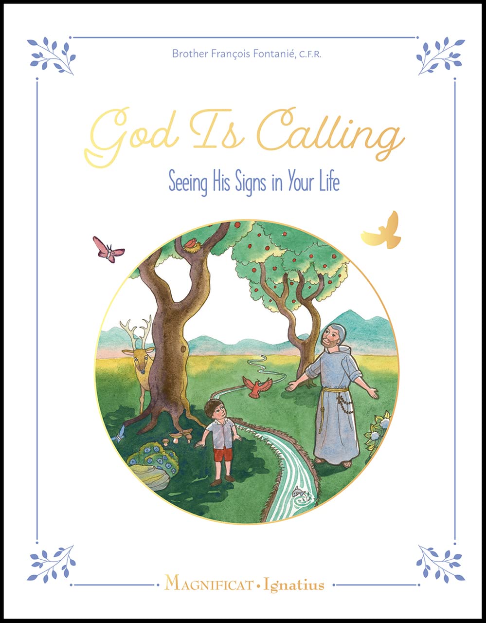 Book cover of 'God Is Calling: Seeing His Signs in Your Life' with illustration of two people by a tree.