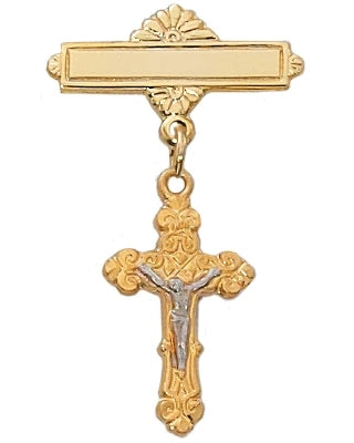 Gold-Plated Crucifix Baby Pin