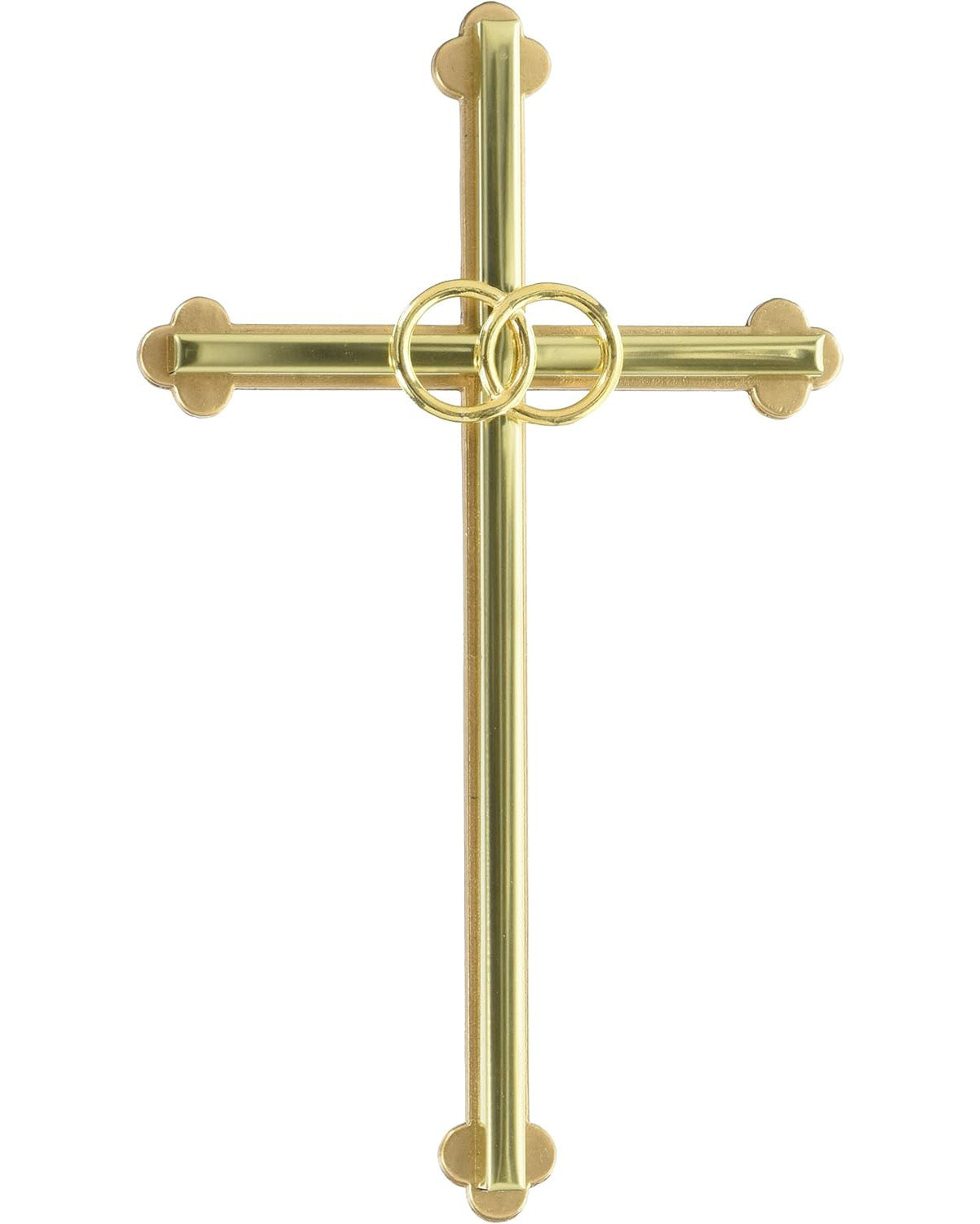 Gold cross with circular design on a white background