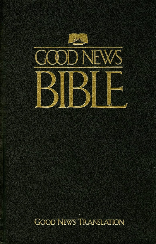 Black Bible with gold text and design on a black background