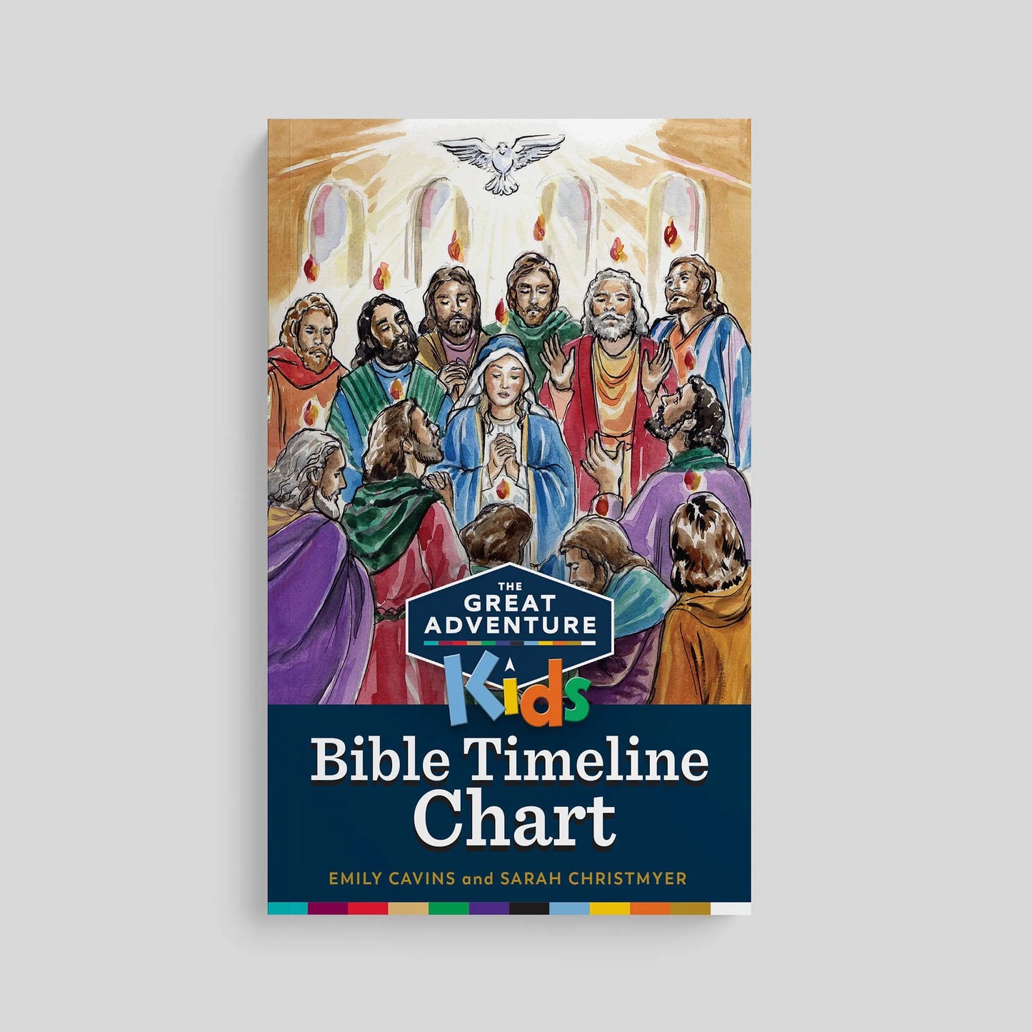 Book cover of 'The Great Adventure Kids Bible Timeline Chart' with colorful illustrations on a gray background