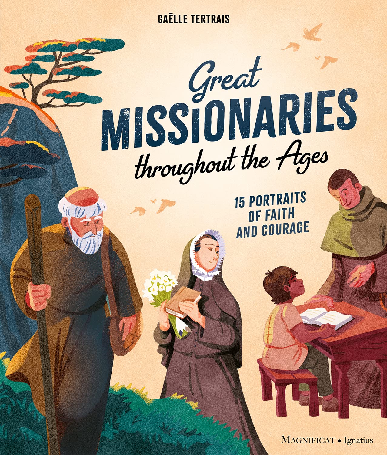 Cover of 'Great Missionaries Throughout the Ages' featuring illustrations of historical figures associated with missionary work.