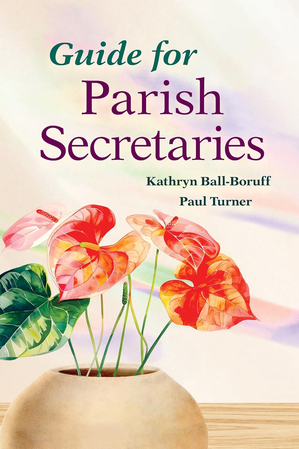 Book cover of 'Guide for Parish Secretaries' with flowers in a pot on a light background