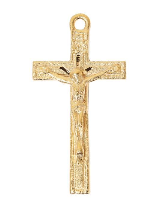 Gold Over Pewter Crucifix Necklace with 24" Chain