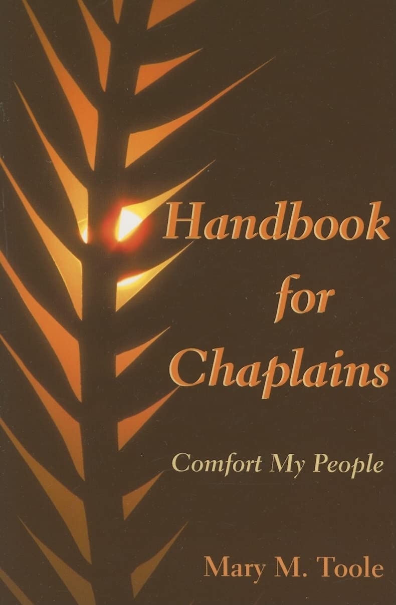 Book cover of 'Handbook for Chaplains: Comfort My People' by Mary M. Toole with a palm leaf design.