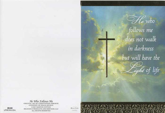 "He Who Follows Me" Memorial Mass Card (Box of 100)