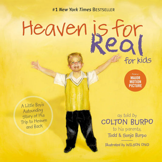 Book cover of 'Heaven is for Real for Kids' with a child on a yellow background