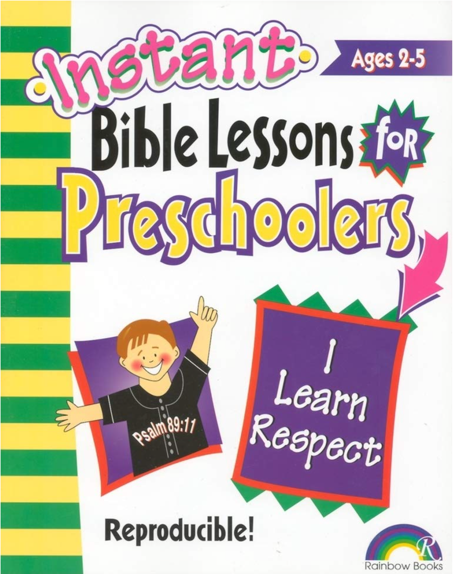 Book cover of 'Instant Bible Lessons for Preschoolers' with colorful design and text.