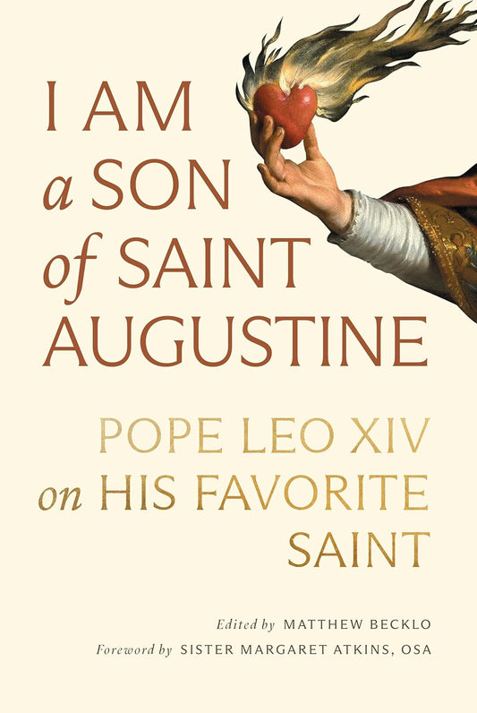 Book cover of 'I Am a Son of Saint Augustine' with an illustration of a hand holding a heart.