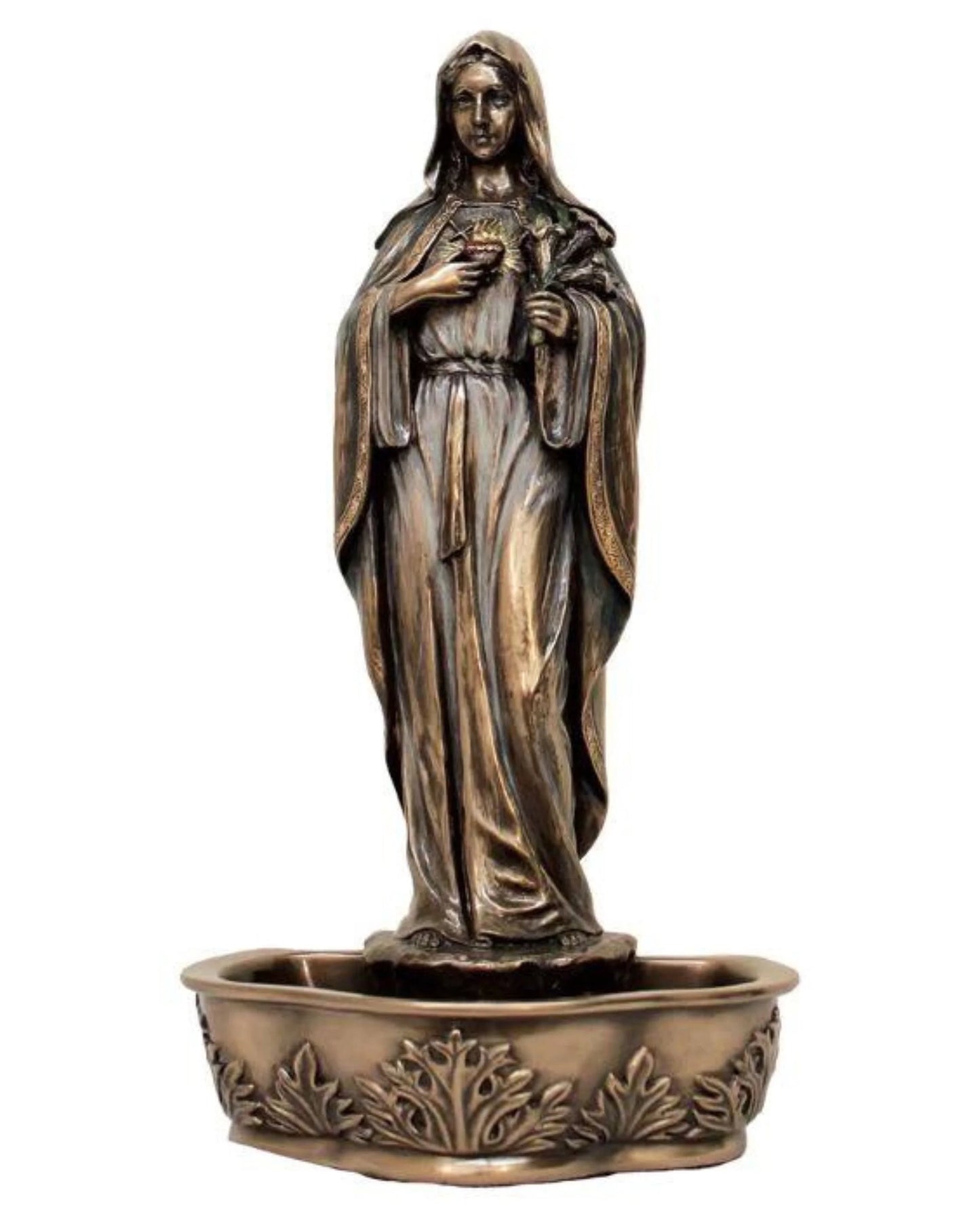 Immaculate Heart of Mary Holy Water Font 9"
