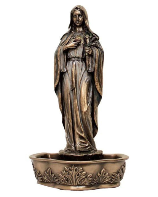 Immaculate Heart of Mary Holy Water Font 9"