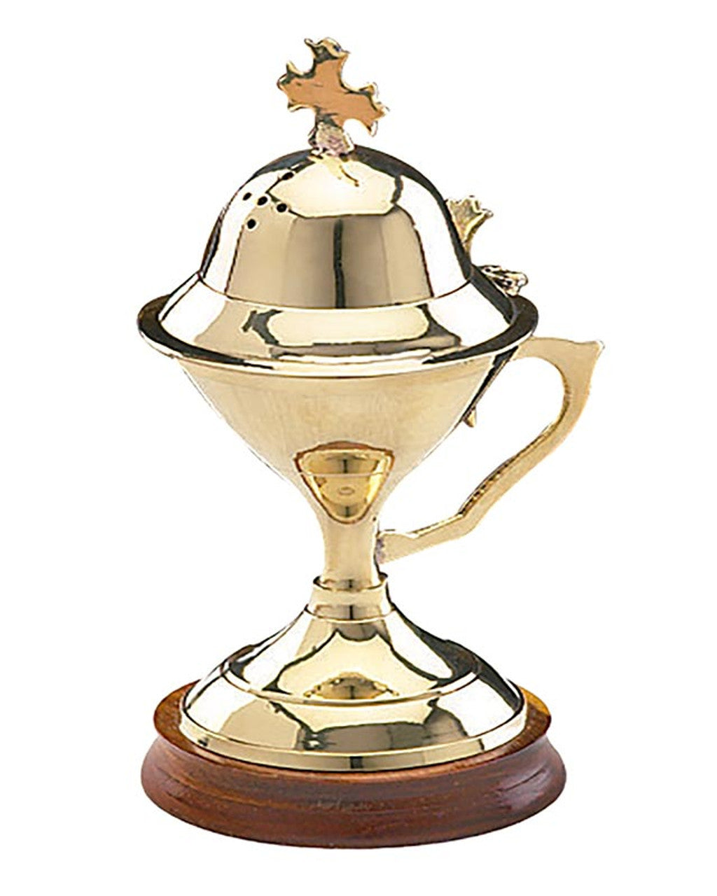 Brass Incense Burner with Wooden Base 5"