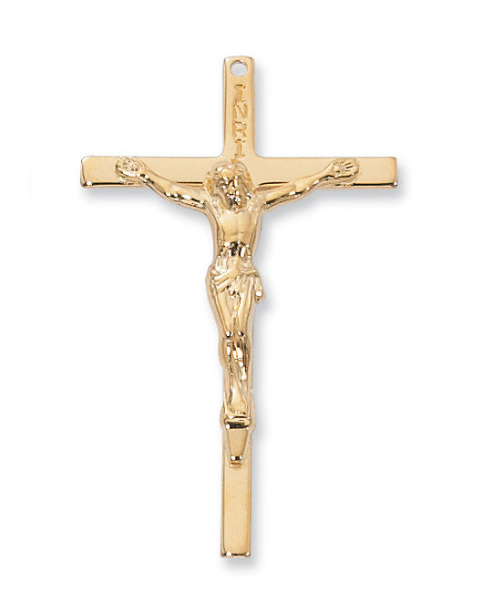 Gold Over Sterling Silver Crucifix Necklace 1-5/8"