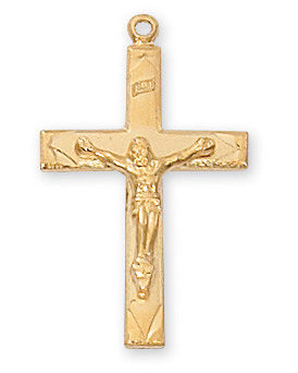 Gold Over Sterling Silver Crucifix Necklace 14/16"