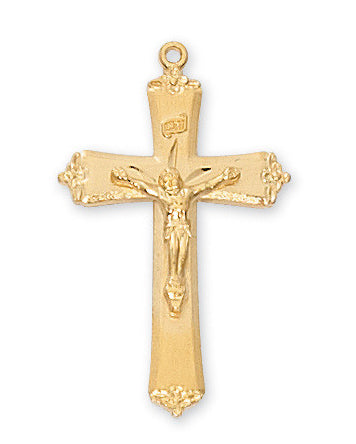 Gold Over Sterling Silver Crucifix Necklace 1-1/16"