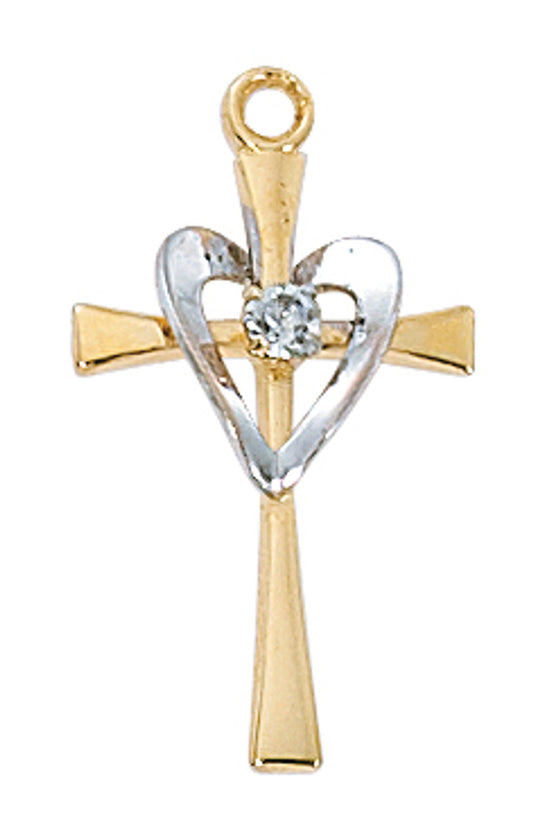 Gold Heart in Cross Necklace