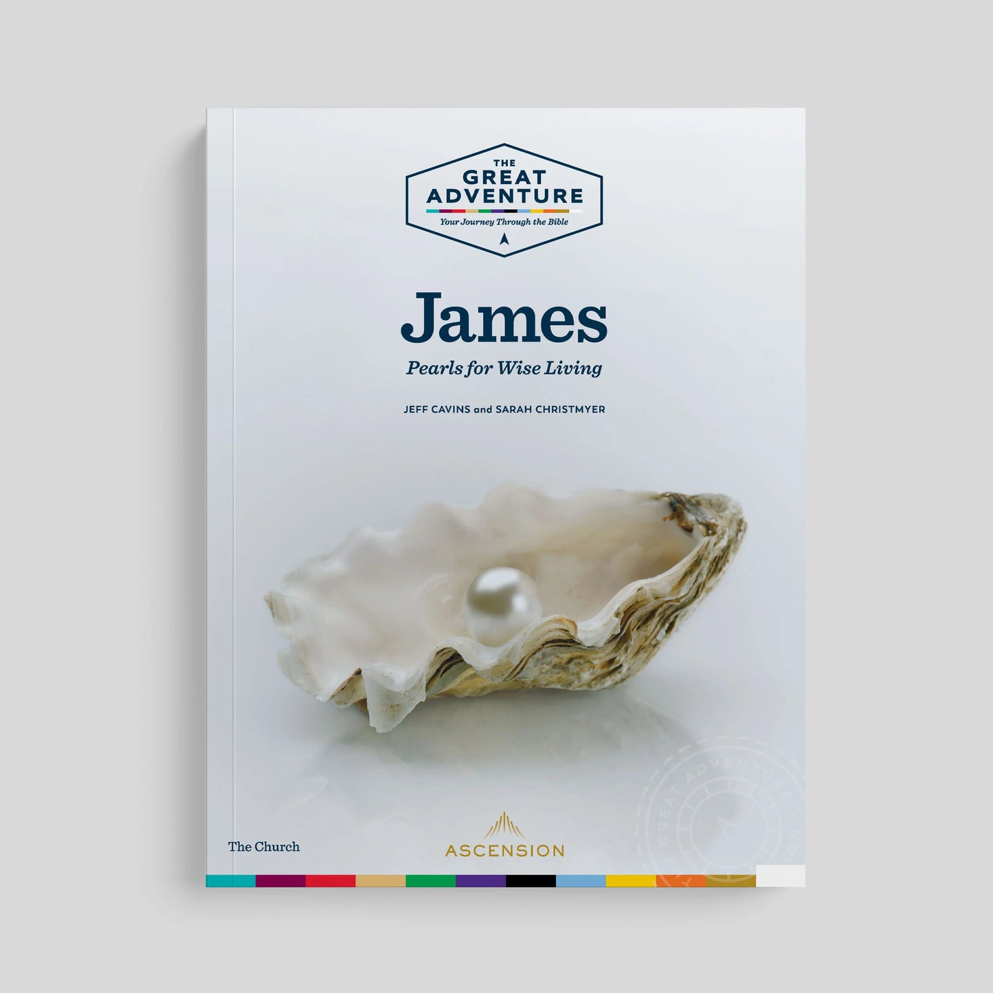 Book cover with an oyster and pearl on a light gray background