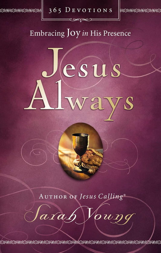 Book cover of 'Jesus Always' by Sarah Young on a purple background