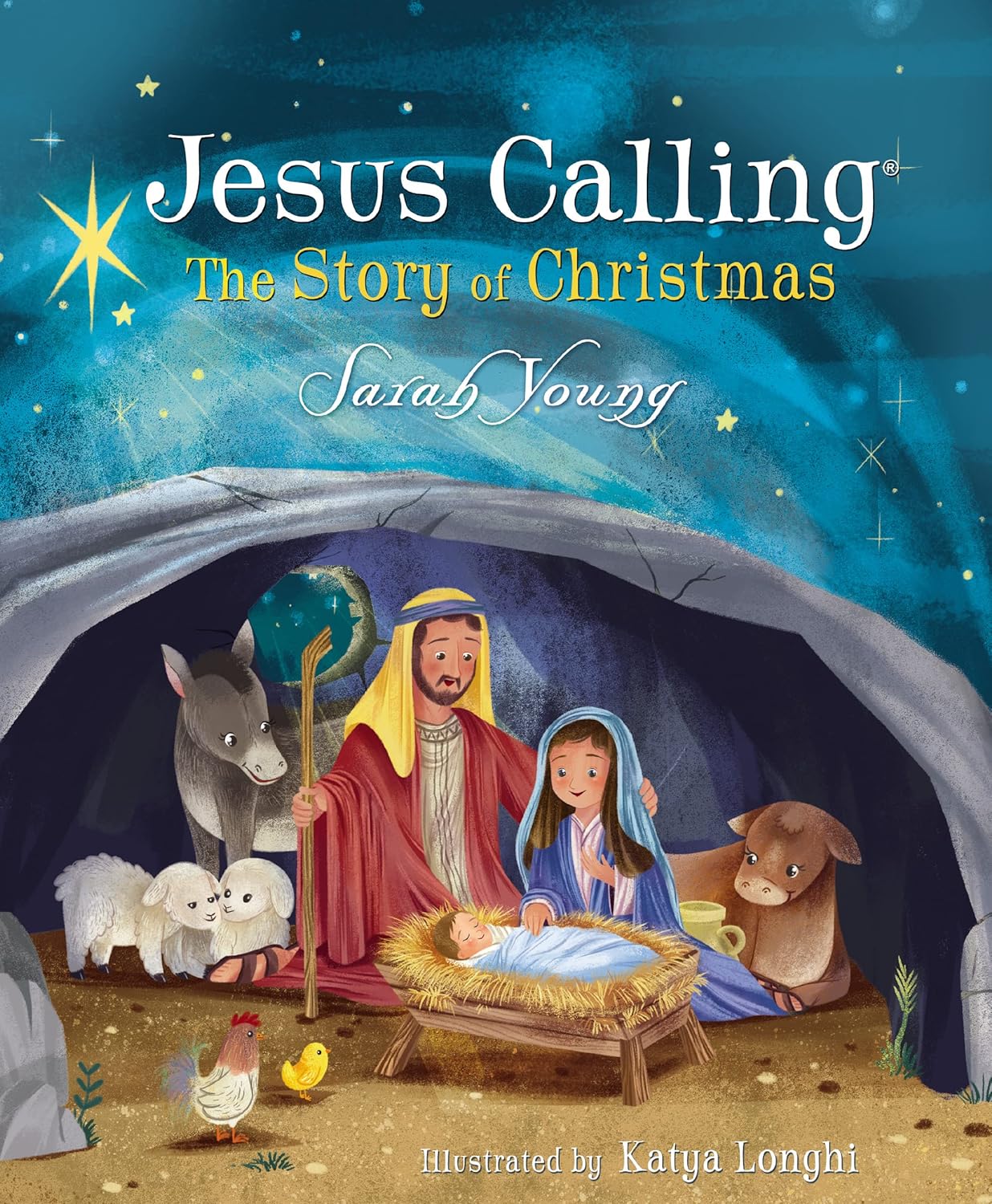 Book cover of 'Jesus Calling: The Story of Christmas' with a nativity scene illustration.