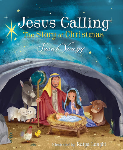 Book cover of 'Jesus Calling: The Story of Christmas' with a nativity scene illustration.