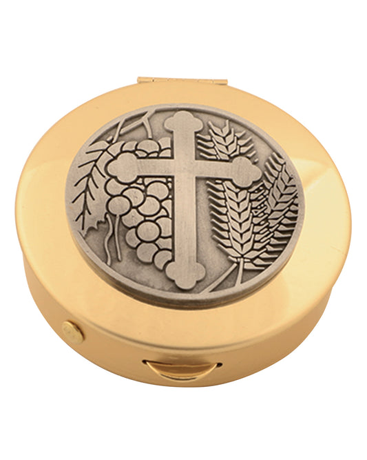Cross and Grapes Brass Pyx (25 Hosts)