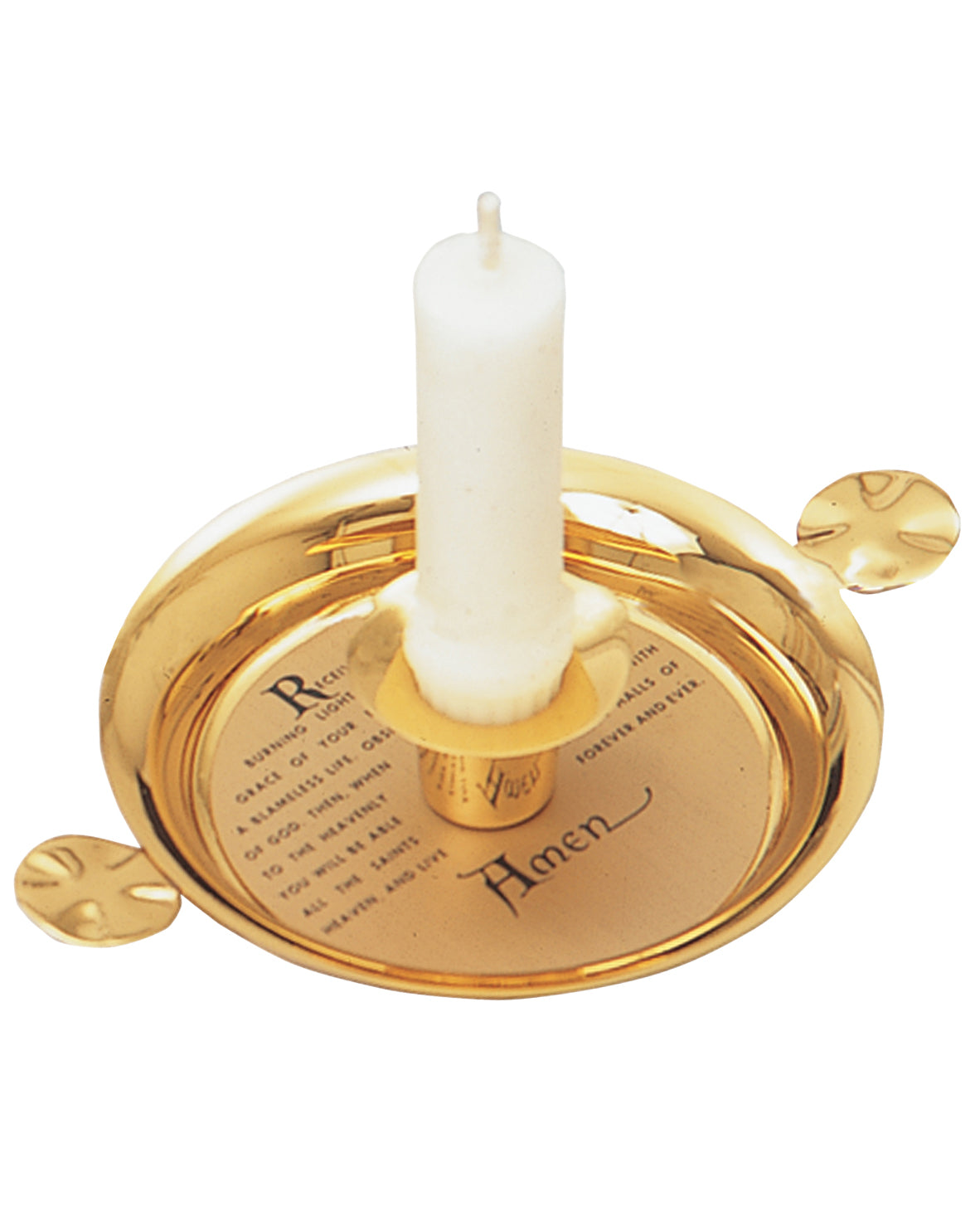 Candelabro Bautismal Grabado en Oro de 24K