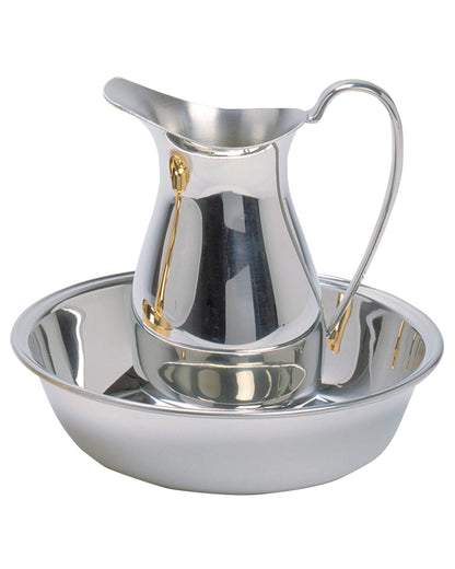 Polished Pewter Ewer and Basin