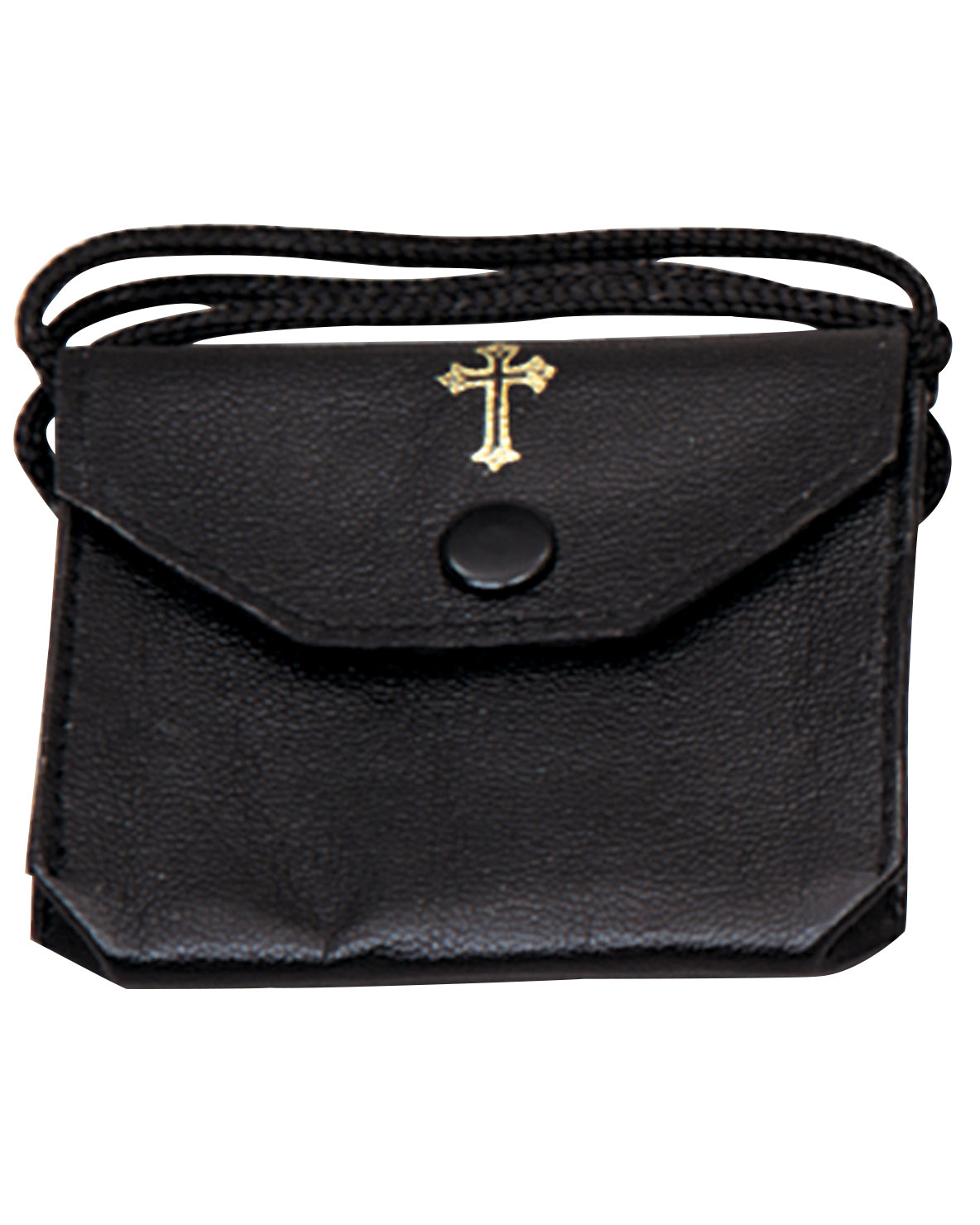 Bourse en cuir noir avec soufflet