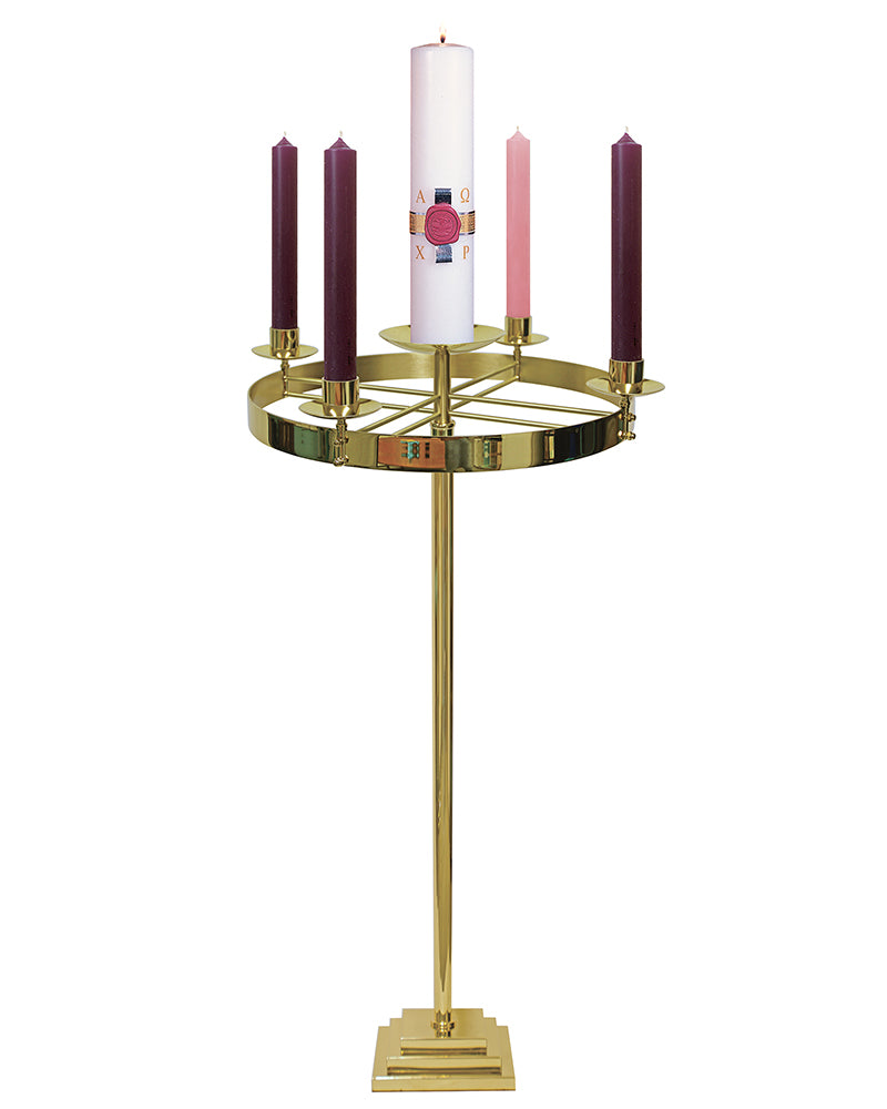 Solid Brass Advent Wreath 48"