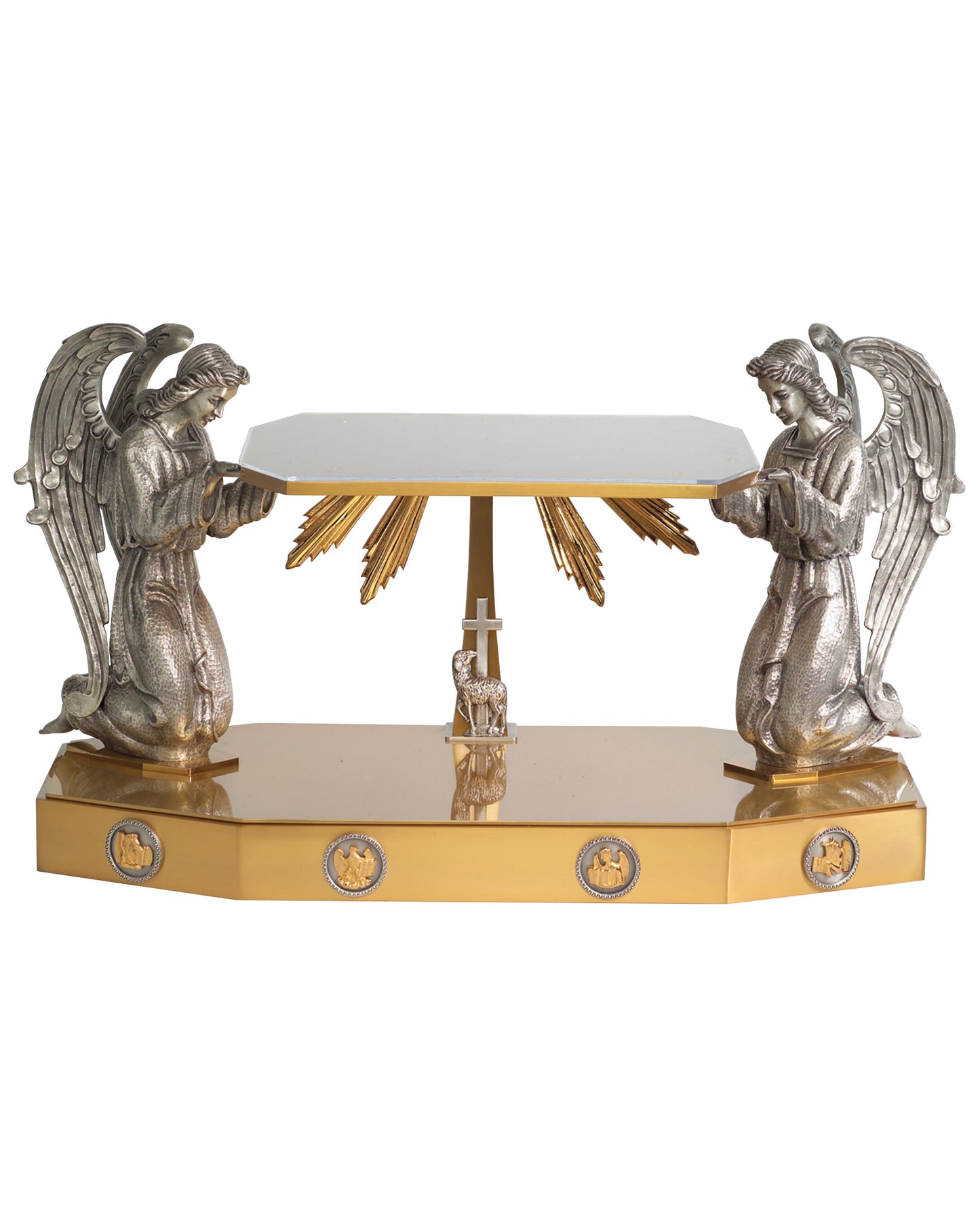 Custodia de ángel de oro y plata