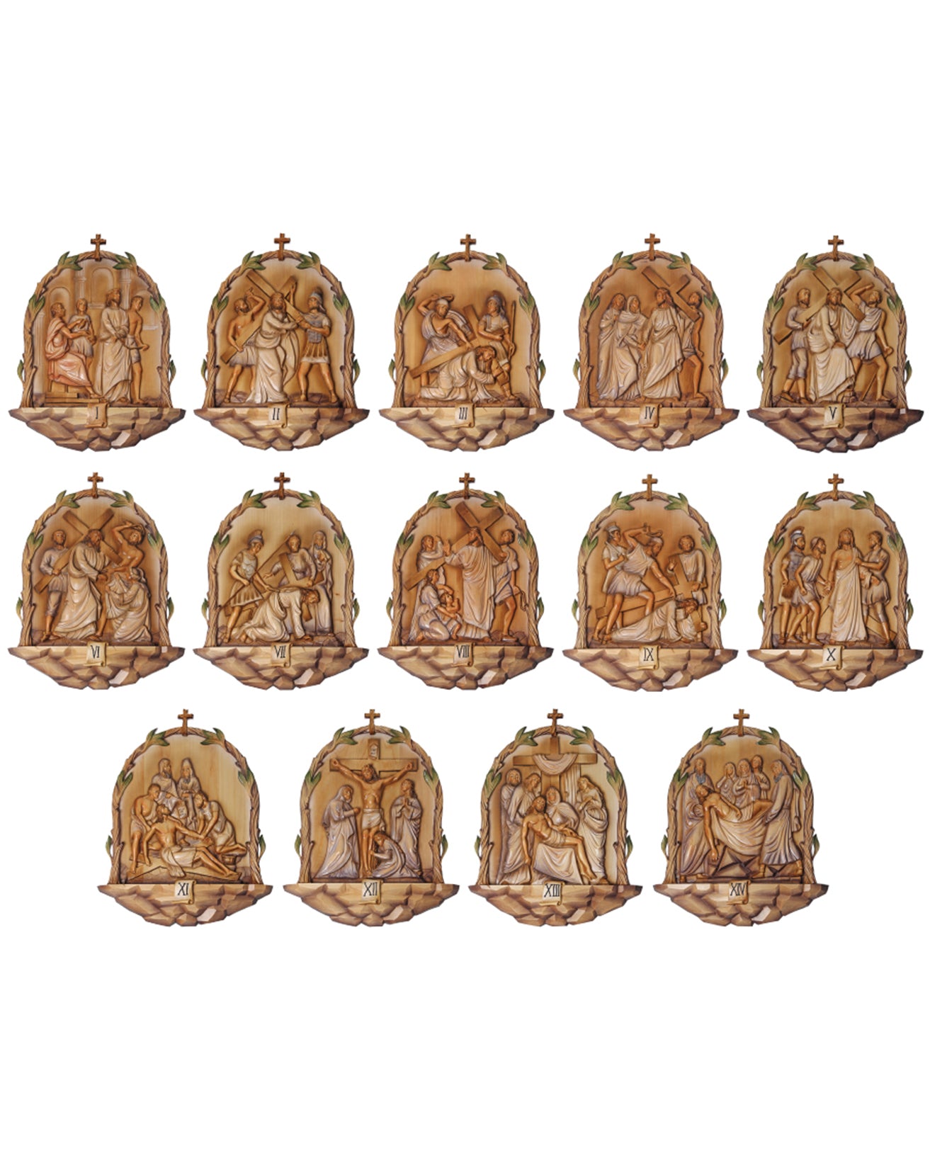 Baroque Style Hand-Carved Stations of the Cross Set