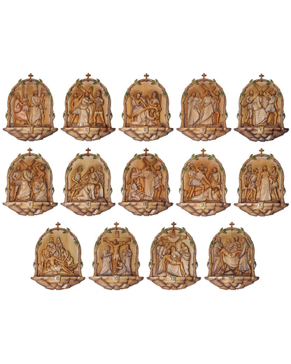 Baroque Style Hand-Carved Stations of the Cross Set