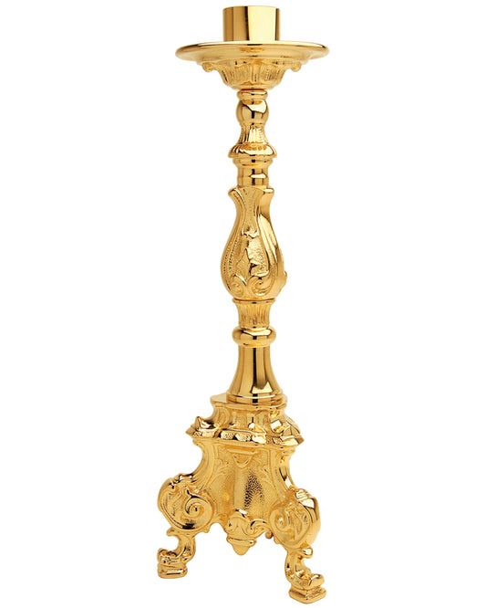 24k Gold-Plated Candlestick 15.25"
