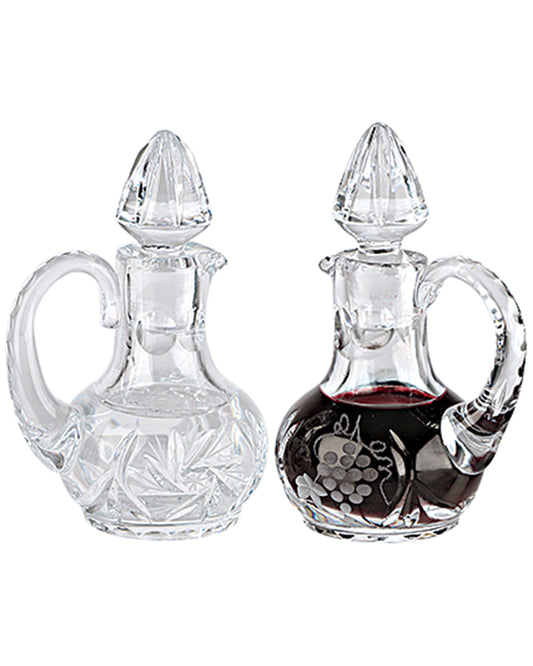 Grape and Leaf Etched Crystal Cruet Set 2oz