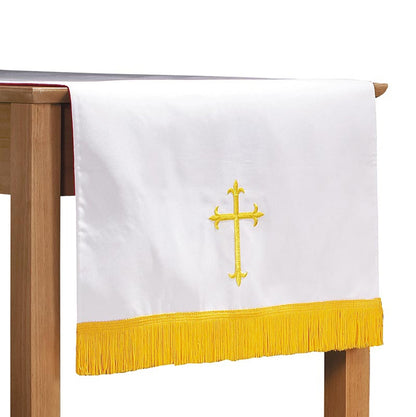 Red and White Table Runner with Fringe