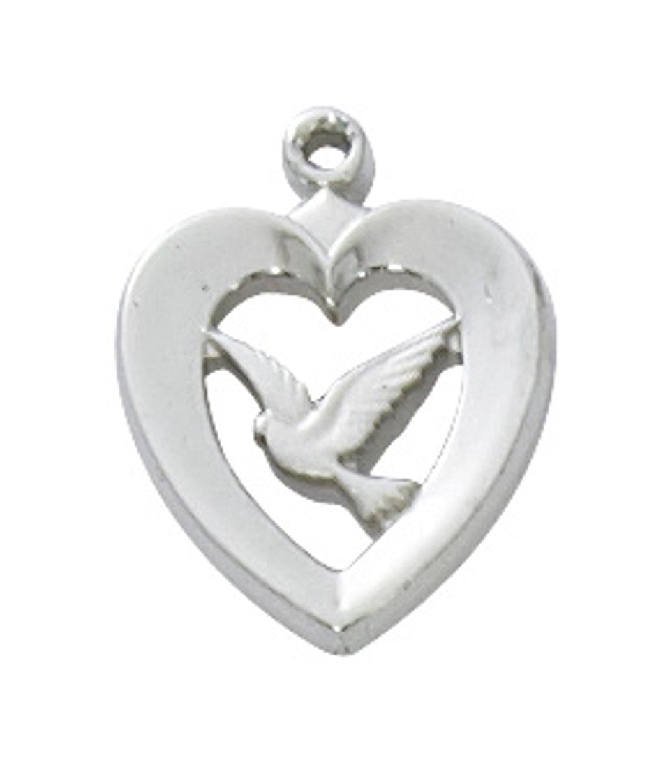 Collar con Colgante de Corazón y Paloma de 1/2 pulgada