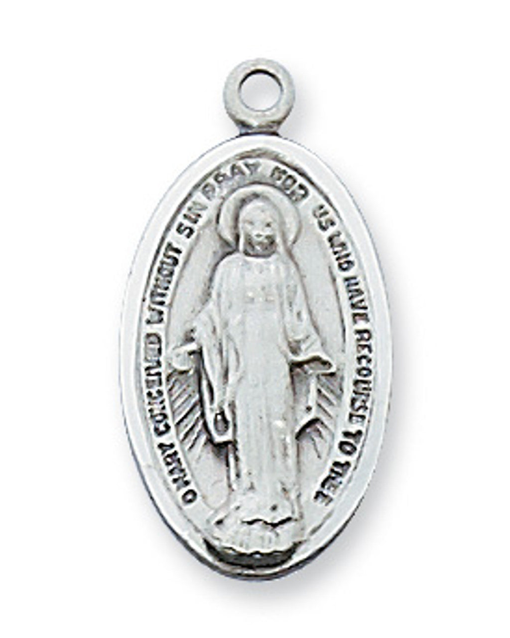 Oval Sterling Silver Miraculous Pendant 3/4"