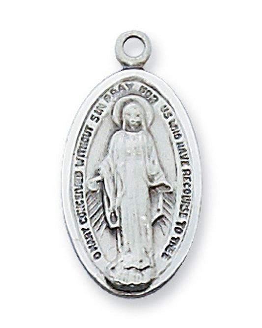 Oval Sterling Silver Miraculous Pendant 3/4"