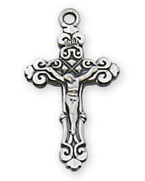 Sterling Silver Crucifix Baby Necklace 3/4"