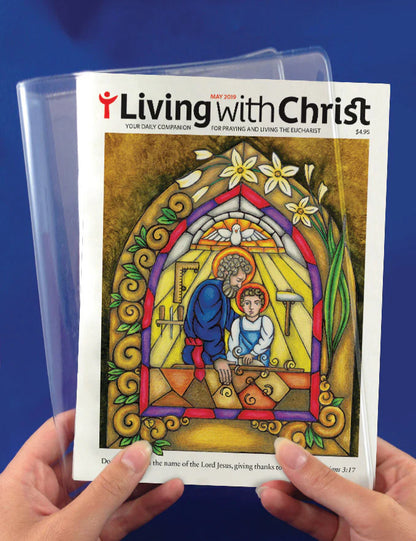 Couverture en vinyle transparent pour "Vivre avec le Christ"
