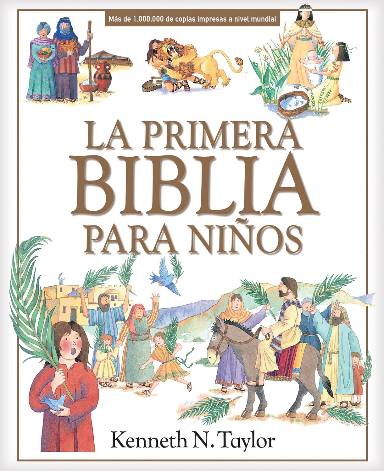 Book cover of 'La Primera Biblia Para Niños' with illustrations and text
