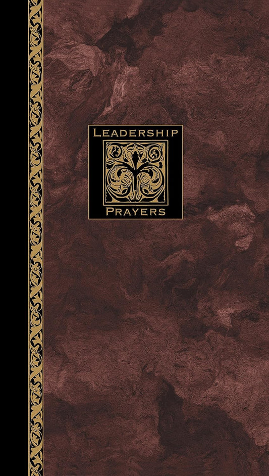 Book cover with 'Leadership Prayers' text on a maroon background