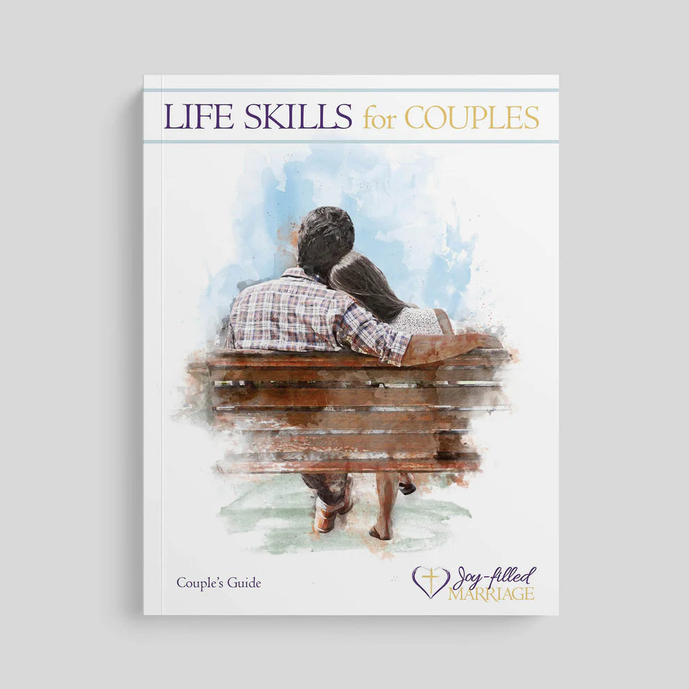 Book titled 'Life Skills for Couples' on a gray background