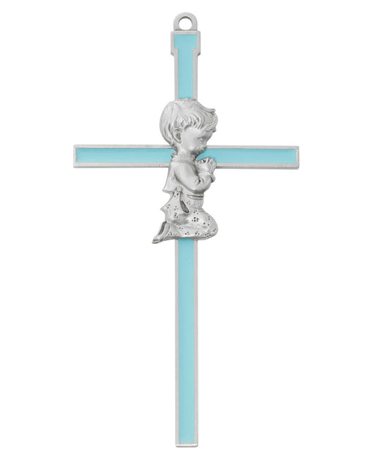Decorative cross with angel figure on a white background